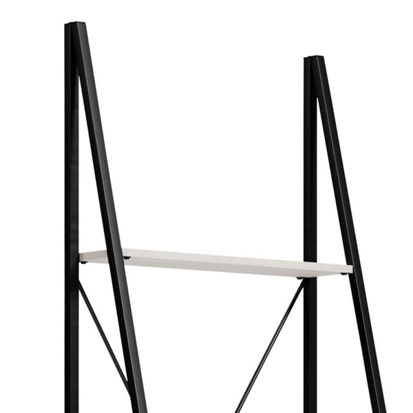 Gem 71 Inch Leaning Bookcase, Angled Ladder Design, Black Metal Frame - BM294001