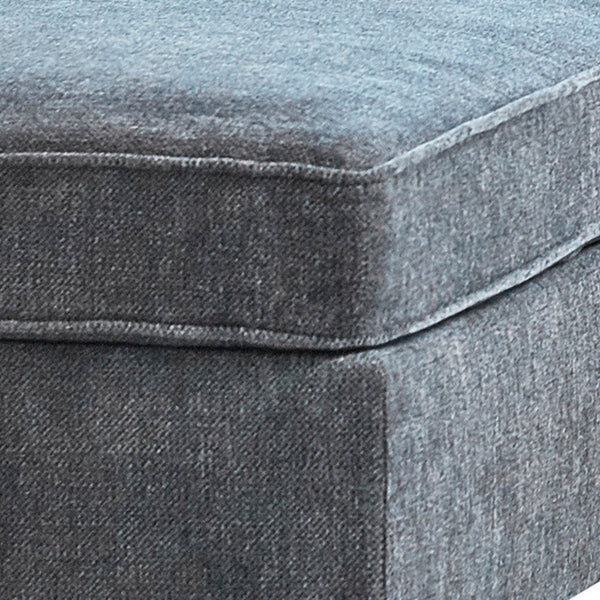 38 Inch Modern Ottoman, Smooth Gray Chenille Fabric, Plush Cushioned Seat - BM294153