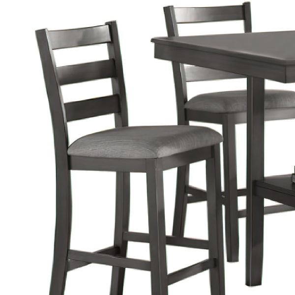 5 Piece Counter Height Dining Set, Table and 4 Chairs, Padded Seats, Gray - BM294271