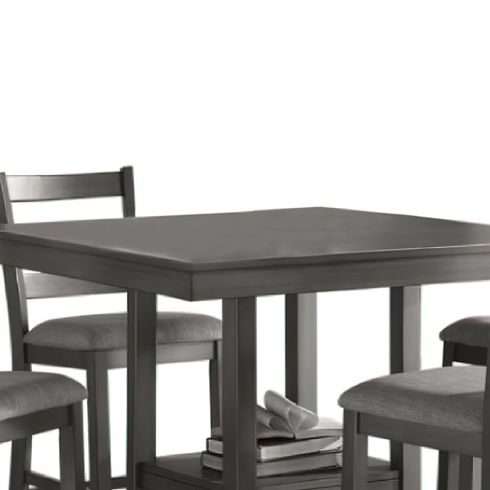 5 Piece Counter Height Dining Set, Table and 4 Chairs, Padded Seats, Gray - BM294271