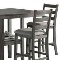 5 Piece Counter Height Dining Set, Table and 4 Chairs, Padded Seats, Gray - BM294271
