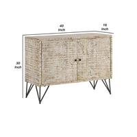 40 Inch Farmhouse Sideboard Cabinet Console, 2 Doors, Iron Legs, Brown - BM295094