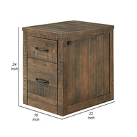 Emmy 24 Inch 2 Drawer File Cabinet with Biometric Lock, Natural Brown Wood - BM295426