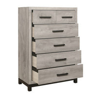 Deena 49 Inch 6 Drawer Tall Dresser Chest with Metal Handles, Light Gray - BM295549