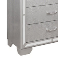 Aisha 49 Inch Modern Tall Dresser Chest with 6 Drawers, Mirror Trim, Silver - BM295581