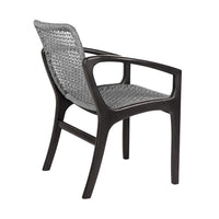 Tye 25 Inch Patio DIning Chair, Dark Eucalyptus Wood, Gray Rope Seating - BM295637
