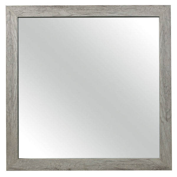 Zane 39 Inch Transitional Mirror, Square Wood Frame, Weathered Gray Veneer - BM295897