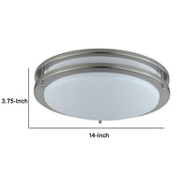 14 Inch Modern Ceiling Lamp with Frosted Acrylic Plate, Steel Trim, White - BM295976