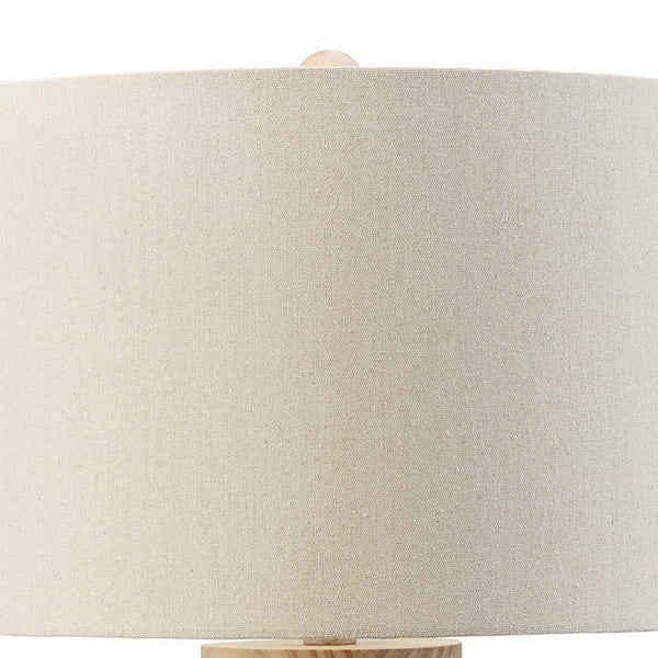 24 Inch Bohemian Table Lamp, Paper Rope, Hardback Fabric Shade, Brown - BM296589