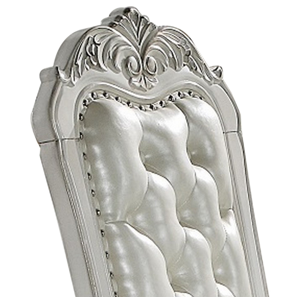 Aurora 27 Inch Executive Office Chair, Faux Leather, Tufted, Bone White - BM296837