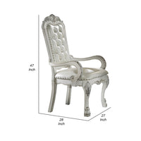 Aurora 27 Inch Executive Office Chair, Faux Leather, Tufted, Bone White - BM296837