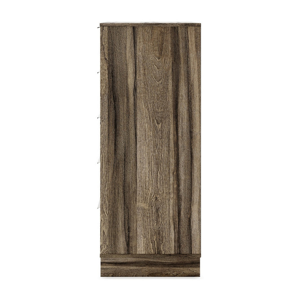 48 Inch Modern 5 Drawer Tall Dresser Chest, Rustic Weathered Brown Frame - BM296897