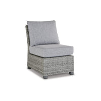 24 Inch Outdoor Accent Chair, Gray Cushions and All Weather Resin Wicker - BM296963