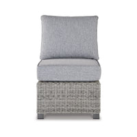 24 Inch Outdoor Accent Chair, Gray Cushions and All Weather Resin Wicker - BM296963