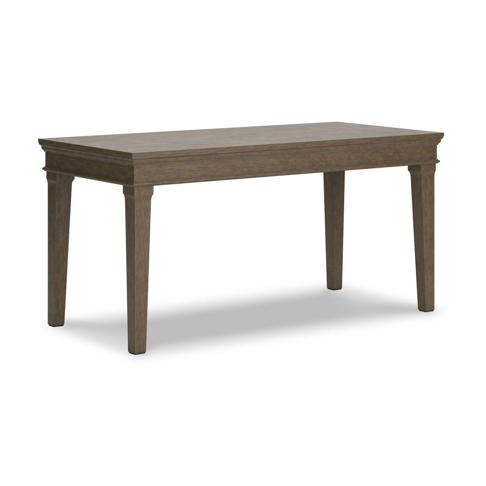 63 Inch Home Office Desk, Acacia Wood Top, Wire Brushed Weathered Gray - BM296971