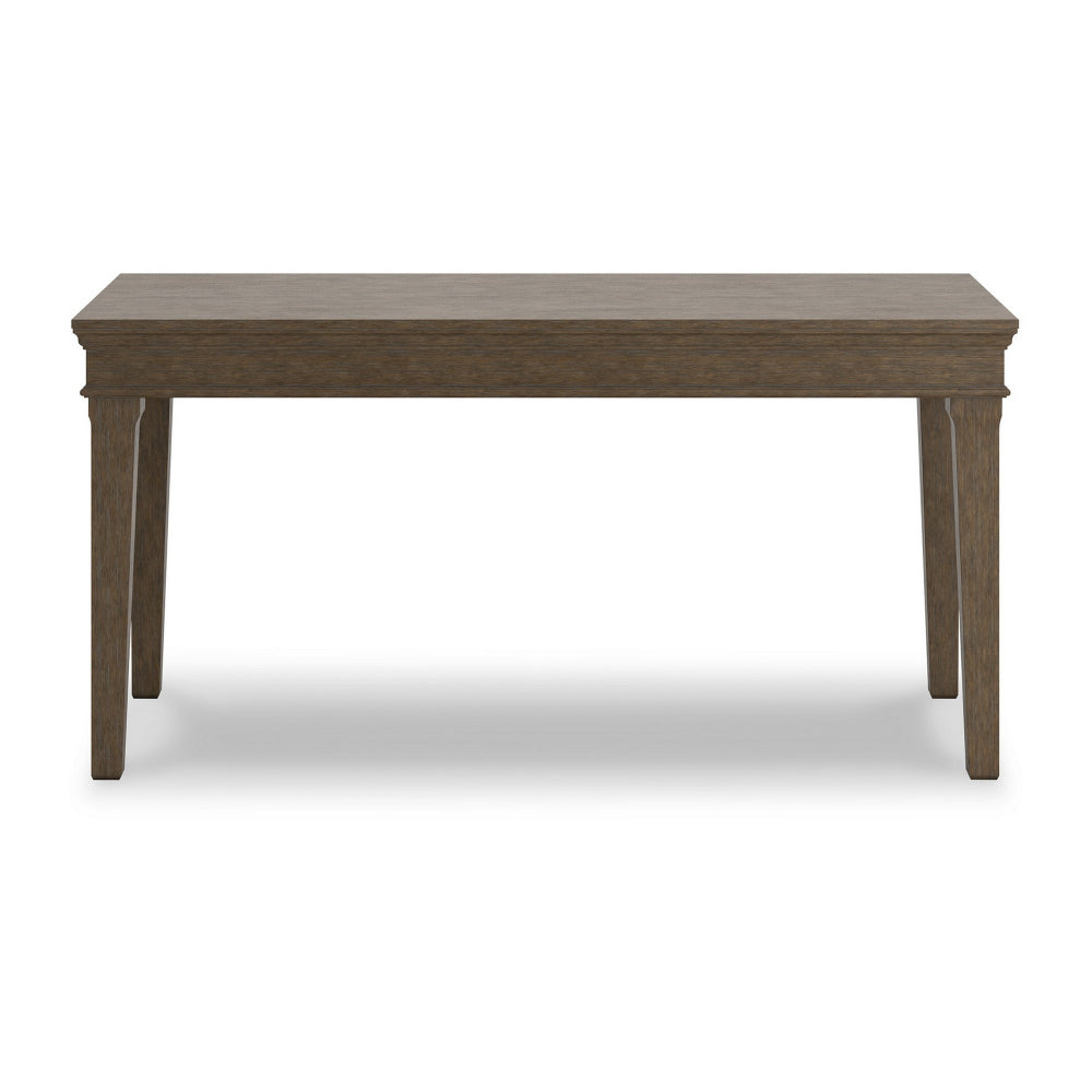 63 Inch Home Office Desk, Acacia Wood Top, Wire Brushed Weathered Gray - BM296971