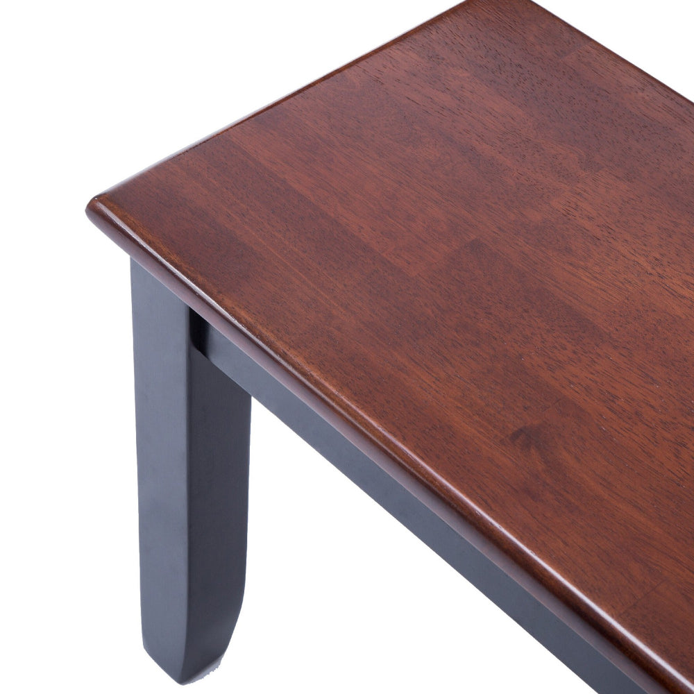 Zoy 48 Inch Wood Dining Bench, Cherry Brown Top, Classic Black Tapered Legs - BM299371