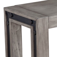 Ebb 59 Inch Rectangular Dining Bench, Faux Metal Inset, Handcrafted, Gray  - BM299471