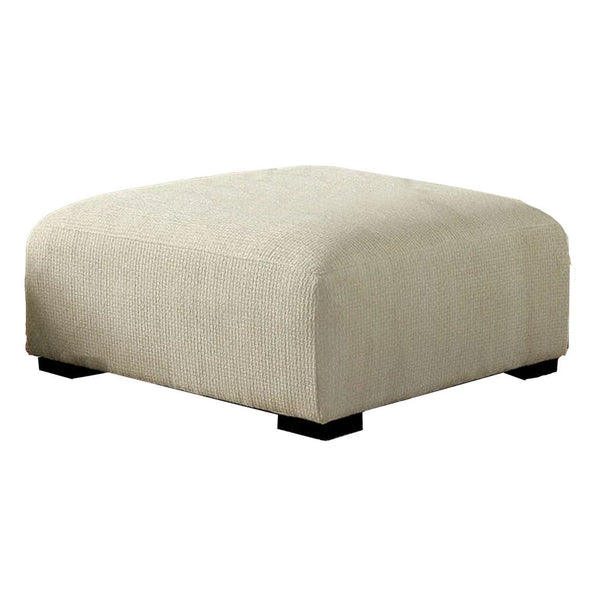 Wop 42 Inch Modern Square Ottoman Foam Seating with Bracket Legs, Beige - BM299617
