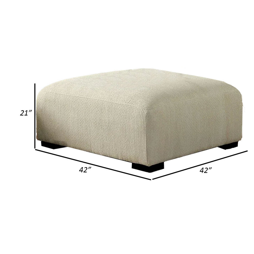 Wop 42 Inch Modern Square Ottoman Foam Seating with Bracket Legs, Beige - BM299617
