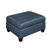 Indy 36 Inch Modern Square Ottoman, Foam Seating, Blue Top Grain Leather - BM300247