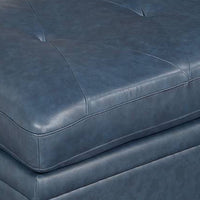 Indy 36 Inch Modern Square Ottoman, Foam Seating, Blue Top Grain Leather - BM300247