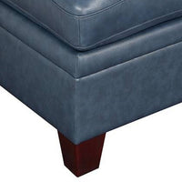 Indy 36 Inch Modern Square Ottoman, Foam Seating, Blue Top Grain Leather - BM300247