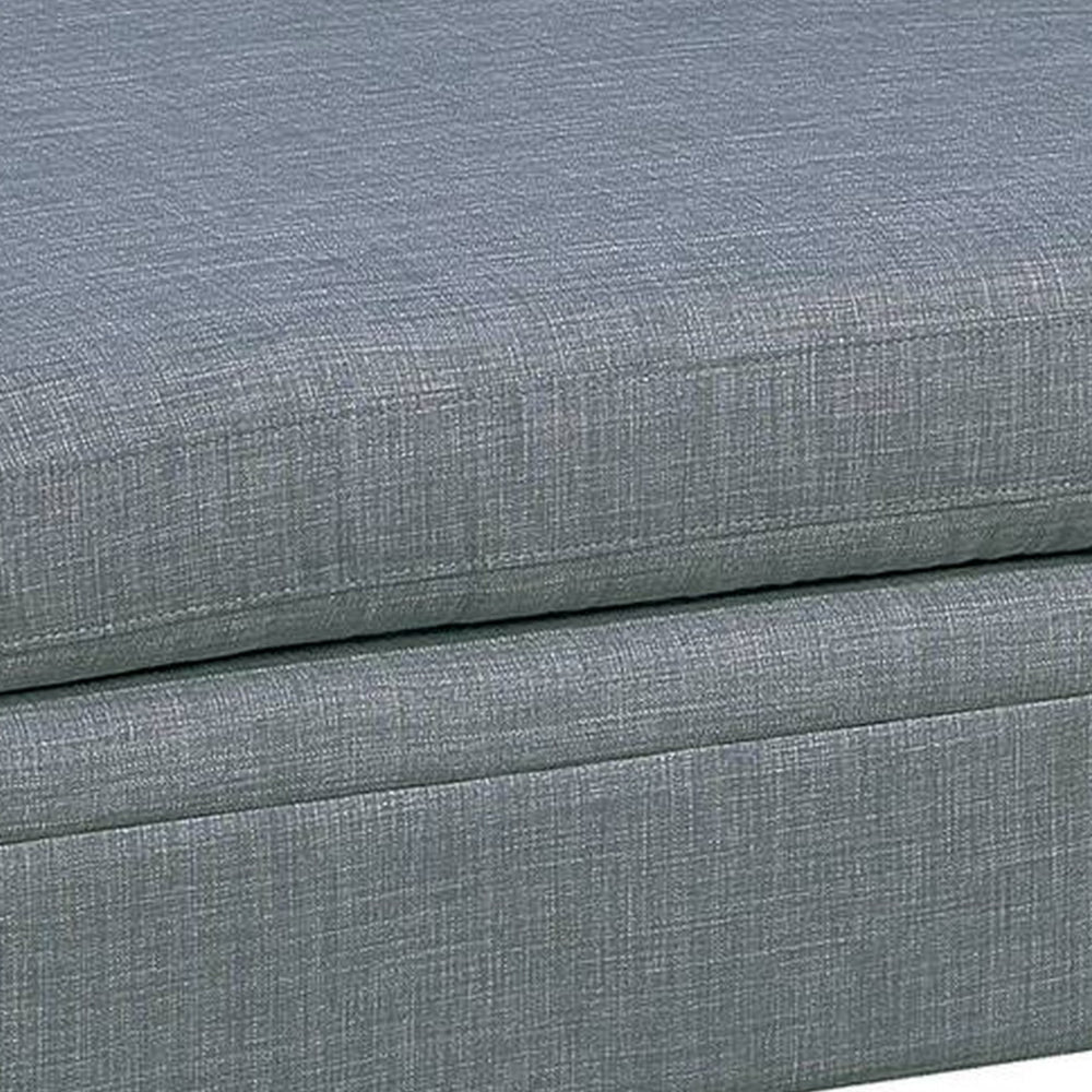 37 Inch Ottoman, Padded Square Seat, Smooth Steel Gray Dorris Fabric - BM300270