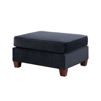 Omi 34 Inch Square Cocktail Ottoman, Foam, Brown Tapered Legs, Black Velvet - BM300271