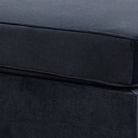 Omi 34 Inch Square Cocktail Ottoman, Foam, Brown Tapered Legs, Black Velvet - BM300271