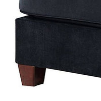 Omi 34 Inch Square Cocktail Ottoman, Foam, Brown Tapered Legs, Black Velvet - BM300271
