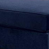 Omi 34 Inch Square Cocktail Ottoman, Brown Tapered Legs, Indigo Velvet - BM300272