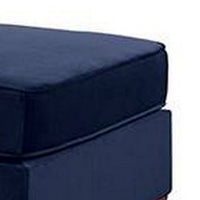 Omi 34 Inch Square Cocktail Ottoman, Brown Tapered Legs, Indigo Velvet - BM300272