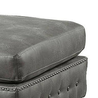Simi 34 Inch Square Ottoman, Handcrafted Legs, Gray Vegan Faux Leather - BM300278