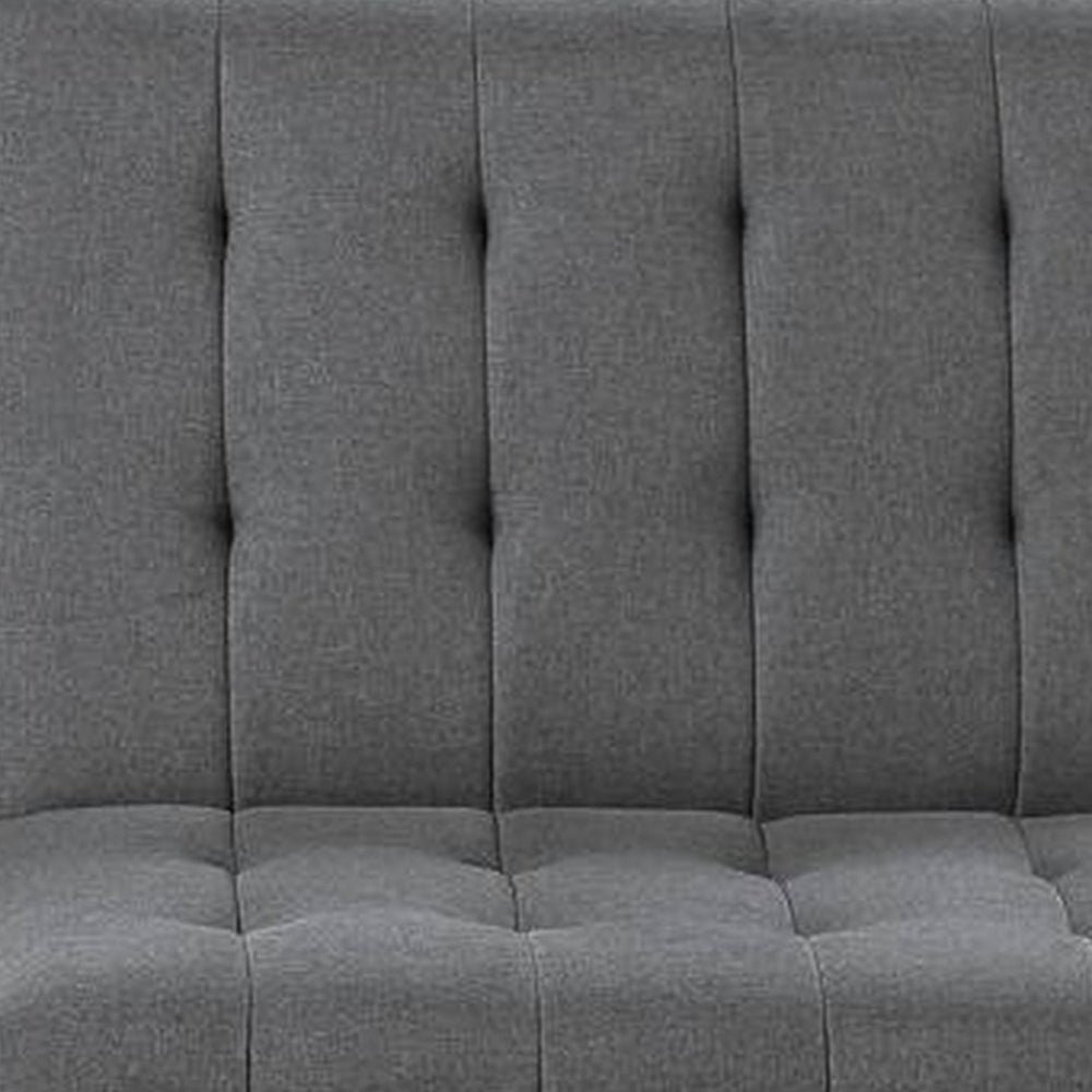 Ara 71 Inch Adjustable Futon Sofa Bed, Plush Cushioning, Tapered Legs, Gray - BM300285