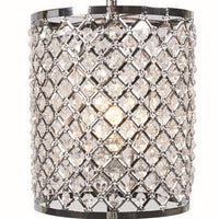 24 Inch Modern Table Lamp, Crystal Shade, Tessellated Metal Accents, Chrome - BM300851