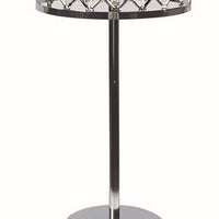 24 Inch Modern Table Lamp, Crystal Shade, Tessellated Metal Accents, Chrome - BM300851