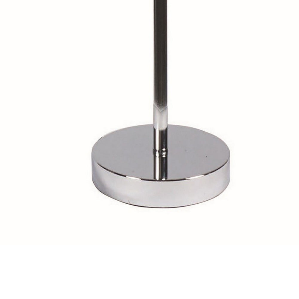 24 Inch Modern Table Lamp, Crystal Shade, Tessellated Metal Accents, Chrome - BM300851