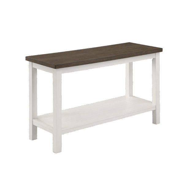 Mon 48 Inch Sofa Console Table, Open Shelf, Brown Surface, White Frame  - BM300879