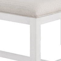 Kith 42 Inch Counter Height Dining Bench, Seat Cushion, Beige Fabric, White - BM300881