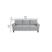 Engi 81 Inch Accent Sofa, Smooth Gray Polyester, Attached Back Cushion - BM301037