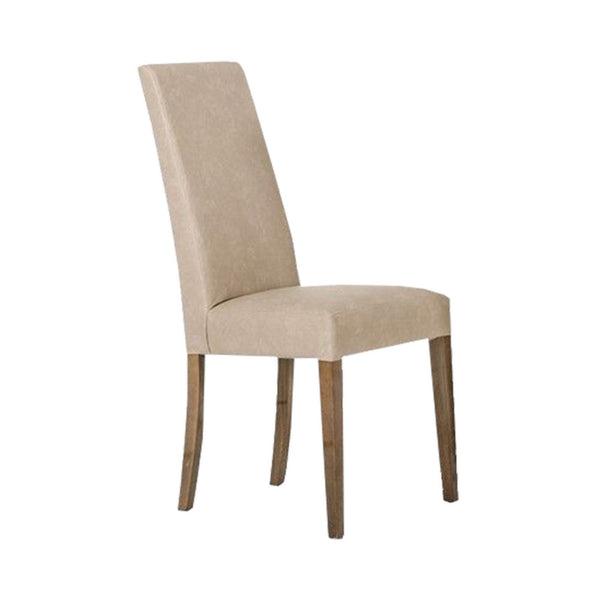 18 Inch Dining Chair, Set of 2, Beige Vegan Faux Leather, Parson Style - BM301700