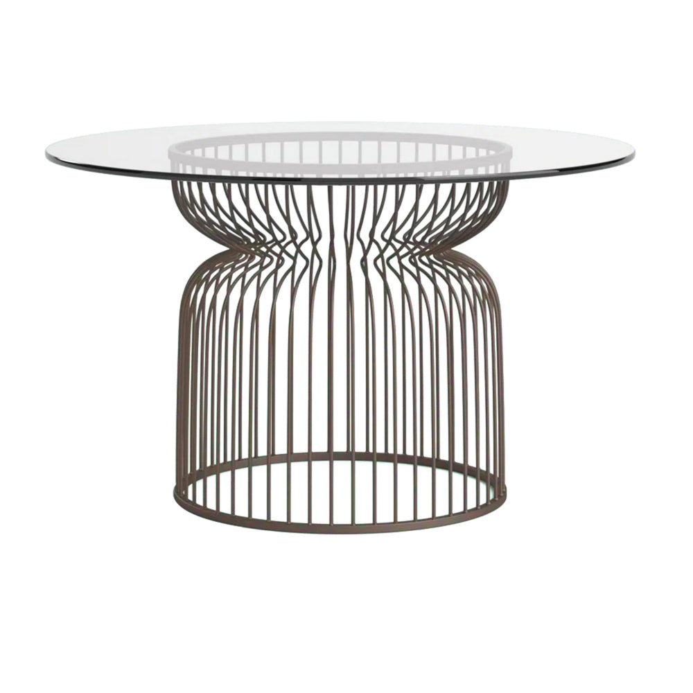 30 Inch Cage Style Dining Table Base, Hollow Cylinder Base, Gray Metal - BM302434
