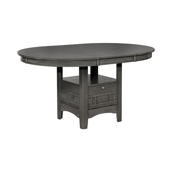 42-60 Inch Extendable Oval Dining Table, Shelf, Closed Storage, Smooth Gray - BM302436