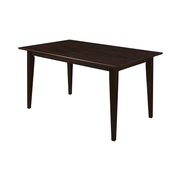 59 Inch Rectangular Dining Table, Tapered Legs, Dark Cappuccino Brown Wood - BM302437