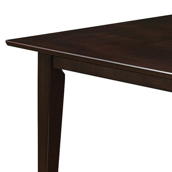 59 Inch Rectangular Dining Table, Tapered Legs, Dark Cappuccino Brown Wood - BM302437