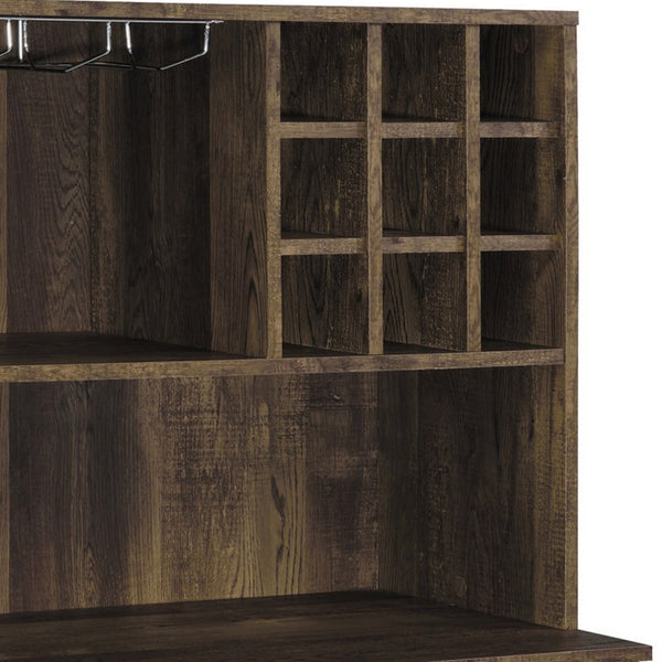 63 Inch Wine Cabinet with Double Doors, 2 Adjustable Shelves, Rich Brown - BM302489