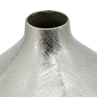 Pansy 14 Inch Modern Vase, Metal, Tall Curved Shape, Bottleneck, Silver  - BM302541