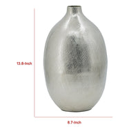 Pansy 14 Inch Modern Vase, Metal, Tall Curved Shape, Bottleneck, Silver  - BM302541