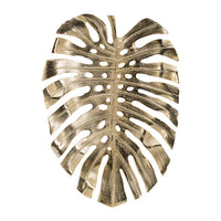 Linzo 25 Inch Metal Wall Hanging Decor, Monstera Leaf, Bright Gold Finish - BM302543